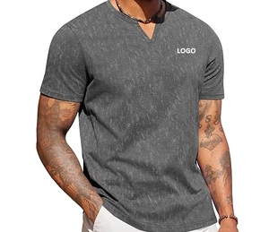 Camiseta de Cuello en V 100% Algodón para Hombre, Secado Rápido, Logotipo Personalizado Impreso, Manga Corta, Estilo Casual Urbano - Product Image 3