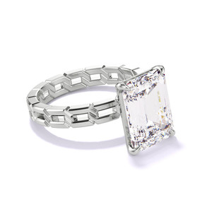 Anillo de Compromiso y Boda con Diamante Cultivado en Laboratorio, Corte Esmeralda de 1.25 Quilates, Oro Amarillo de 14k, Certificado IGI, de Lujo, para Fiesta - Product Image 1
