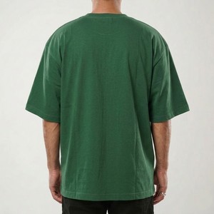 T-shirt vert surdimensionné pour homme, col rond uni, coupe ample, coton, streetwear, tee-shirt basique d'été, confortable, respirant, tissu doux - Product Image 5