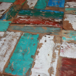 Mesa de Bar de Madera Reciclada de Barco con Tapa de Retazos Estilo Anders, Sistema de Patas Desmontable, Color Rústico Sostenible, Mueble de Pub Original - Product Image 6