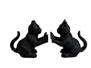 Artesign Impex Lot de 2 serre-livres sculpturaux modernes en métal motif chat noir pour bibliothèque, bureau, maison - Product Image 1