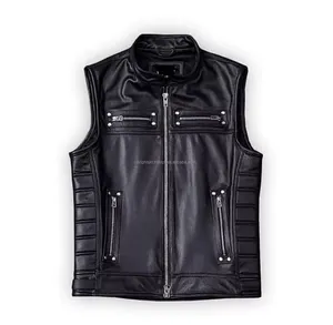 Genuine Leather Motorcycle Biker <b>Vest</b> Heavy Duty Concealed Carry Riding <b>Vest</b> for <b>Men</b> - Product Image 1