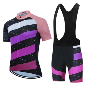 Ensemble maillot et short de cyclisme pour homme, noir, violet, bleu, rayé, impression par sublimation, vêtements de performance - Product Image 2