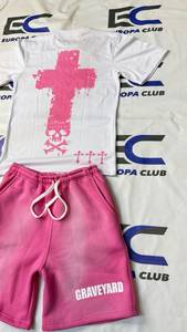 Conjunto de Dos Piezas de Alta Calidad con Estampado Serigrafiado, Ropa Urbana de Algodón, Corte Regular, Secado Rápido, Conjunto de Pantalones Cortos para Hombre para Actividades al Aire Libre - Product Image 6