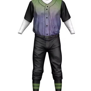 Conjunto de Uniforme de Béisbol para Hombre, Jersey Verde Oliva y Pantalones Blancos, Impresión Sublimada, Transpirable, Corte Regular, para Todas las Temporadas - Product Image 1