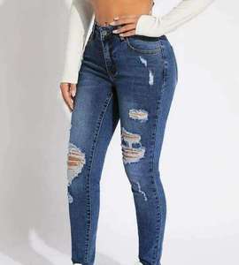 Best Quality Custom Logo High <b>Waist</b> Ripped Wide Leg <b>Jeans</b> Women Vintage Distressed Denim Pants Best Selling Denim <b>Jeans</b> - Product Image 3