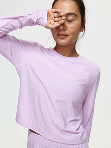 Sweat-shirt à manches longues pour femme avec logo personnalisé, couleur unie, coupe oversize, épaules tombantes - Product Image 1