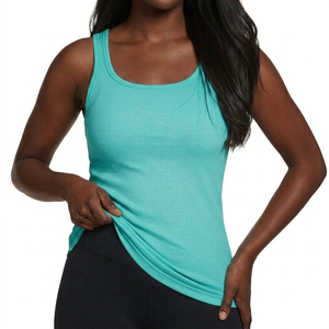 Top Corto de Verano para Mujer con Logo Personalizado, Top Corto Acanalado sin Mangas de Color Liso con Espalda Cruzada para Mujer - Product Image 1