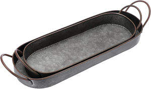 Plateau de fer en métal galvanisé de Noël avec poignées plateau de service ovale plateau décoratif industriel rustique mariages décor à la maison - Product Image 3