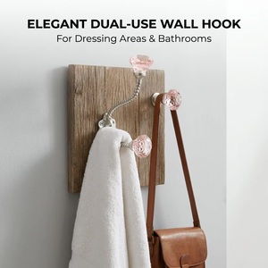 Ba Luxurious Eco-Friendly Waterproof Vintage <b>Wall</b> <b>Mounted</b> Coat Hooks Pink Crystal Knobs Handmade Flexible Metal Design for - Product Image 3