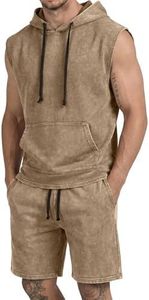 Ensemble court à capuche délavé à l'acide pour homme, tenue streetwear deux pièces, ensemble à capuche vintage délavé, ensemble court délavé à l'acide - Product Image 3