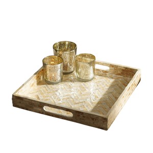 Plateau de service de luxe en nacre, fait main, incrusté de coquillages, plateau décoratif pour la maison, l'hôtel, le restaurant, pour le service et les cadeaux - Product Image 5