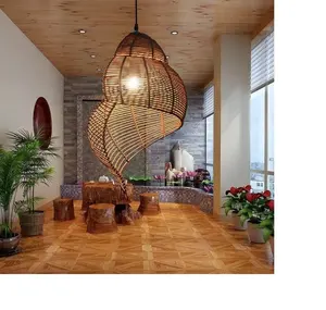 Lampadario a sospensione con illuminazione in bambù dal design caldo, paralume per decorazioni da giardino per la casa realizzato in Vietnam