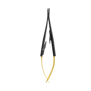 Porte-aiguille Micro Castroviejo de qualité supérieure, 8 pouces, courbé, noir/doré, pour chirurgie oculaire et plastique, neurochirurgie, instruments chirurgicaux CE - Product Image 1