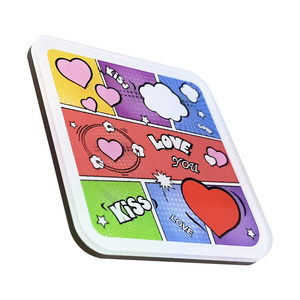 Aimant de réfrigérateur carré personnalisé en acrylique, coloré, motifs amour, bandes dessinées, mariage, accessoires de réfrigérateur, autocollant magnétique - Product Image 3