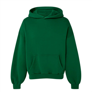 Sweat-shirt à capuche surdimensionné pour homme, vert uni, en coton French Terry, décontracté, pour l'automne, avec poche, coupe classique - Product Image 3