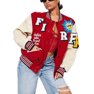 Chaqueta de béisbol universitaria personalizada de alta calidad para hombre 100% algodón recubierto de invierno tela tejida transpirable Puff impreso bordado - Product Image 1