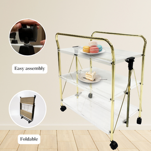 Carrito de té plegable de acrílico y metal de diseño moderno Uso doméstico de moda o Aplicación de hotel/comedor Característica plegable - Product Image 4