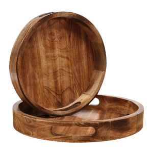 Ensemble de 4 plateaux décoratifs en bois arrondis pour la décoration, les cadeaux, le service, les paniers à légumes et fruits, et la décoration de mariage - Product Image 5