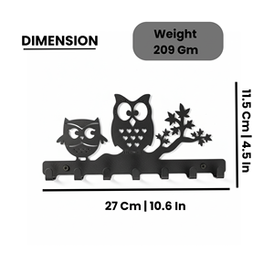 Porte-clés mural décoratif en métal de qualité supérieure en forme de hibou, organisateur mural pour l'entrée de la maison, le salon ou le bureau - Product Image 2