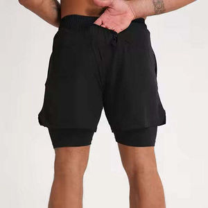 กางเกงขาสั้นออกกำลังกายแห้งเร็วสำหรับผู้ชาย กางเกงสามส่วนสองชั้นป้องกันแสงสะท้อน กางเกงวิ่งพิมพ์ลาย - Product Image 5