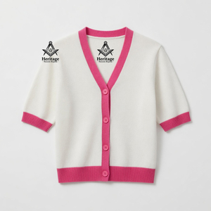 Alpha grec |   Kapa |   Cardigan personnalisé Alpha sur mesure pour femmes, style universitaire d'hiver, rose et blanc vintage, pour sororité AKA - Product Image 4