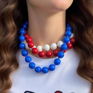 Collier de perles irrégulières en résine faites à la main, multicolores, bijoux de mode, artisanat moulé, pour femmes et filles - Meilleures ventes - Product Image 1