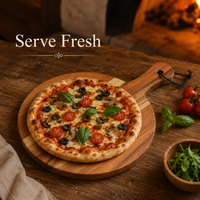 Planche à pagaie en bois rustique de qualité supérieure |   Plateau de service rond pour charcuterie et fromages, planche à découper pour pain et pizza, décoration de table de cuisine Plus
