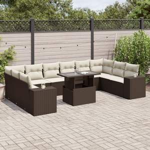 Conjunto de Sofás de Jardín de Mimbre Sintético Marrón Resistente a los Rayos UV, Muebles de Jardín para Exteriores - Product Image 1