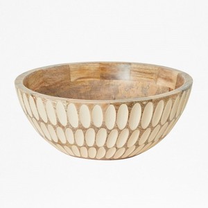 Bol en bois massif artisanal à bords courbés, finition foncée, bol décoratif en bois pour collations, vaisselle, plat à salade en bois, plat de service décoratif - Product Image 2