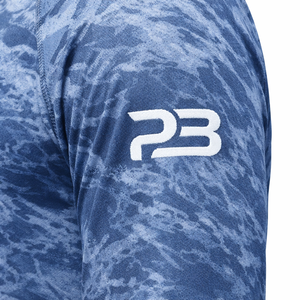 Camisa de Pesca con Protección UV para Hombre, Camuflaje Azul, Manga Larga, Poliéster de Alto Rendimiento, Logotipo Personalizado - Product Image 6