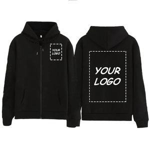 <b>Men's</b> Custom Logo Hoodie Black Cotton Knitted Zipper Front Regular Fit Casual Autumn Wear 300g Printed - Product Image 1