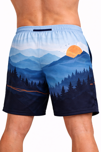 Pantalones Cortos Deportivos Casuales para Hombre, de Secado Rápido, con Estampado de Paisaje Montañoso, Cintura con Cordón, Fabricación de Marca Privada - Product Image 3