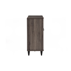 Meuble à chaussures minimaliste moderne en panneau stratifié, finition chêne, trois portes, rangement pour entrée, organisateur de chaussures - Product Image 4