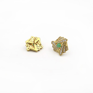 925 Sterling <b>Silver</b> Gold Plated Luxury Natural Stone <b>Stud</b> Earrings with CZ OEM ODM Fine Jewelry - Product Image 3