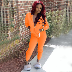 Solid Pocket Zippered Hoodie+Long Pants Playsuit Sustainable Sports Wear <b>Two</b> <b>Piece</b> <b>Lounge</b> <b>Set</b> Autumn <b>Two</b> <b>Piece</b> <b>Set</b> Women - Product Image 4