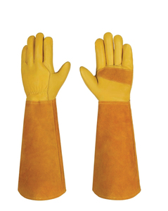 Leather Welding <b>Gloves</b> Cotton Liner Straight Thumb Molten Metal Splash Resistant TIG Use Orange Yellow Color - Product Image 2
