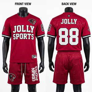 Mens football jersey shorts <b>set</b> GSM moisture wicking mesh panel heat transfer print custom logo jersey short <b>set</b> for men's - Product Image 6