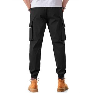 2025 pantalones Cargo para correr para hombre, Pantalones rectos con cintura elástica con cordón, multibolsillos, cremallera, decoración, pantalones de chándal cónicos 6XL - Product Image 1