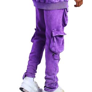 Ensemble de survêtement vintage délavé pour homme, streetwear, sweat à capuche et pantalon cargo, tenue décontractée pour le jogging, survêtements OEM - Product Image 5