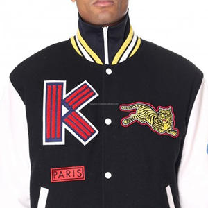 เสื้อแจ็กเก็ตเลตเตอร์แมนสำหรับผู้ชายไซส์พิเศษเหมาะสำหรับฤดูหนาวเบสบอลบอมเบอร์ระบายอากาศได้หนังแกะ - Product Image 1