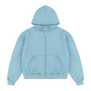 เสื้อฮู้ดซิปผู้ชายทรงโอเวอร์ไซส์ สีพื้น ผ้าเฟรนช์เทอร์รี่ สวมใส่สบายๆ สำหรับฤดูใบไม้ร่วง - Product Image 1