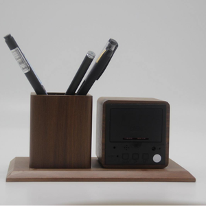 Runwood Creative Wooden <b>LED</b> Voice-controlled Electronic Desk <b>Clock</b> Pen Holder with Multiple Functions - Product Image 2
