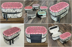 Boîte à bijoux de luxe en cuir de vachette travaillé à la main, vintage, mini, pour collier, boucles d'oreilles, bracelet, organisateur de bagues, boîte à bijoux de voyage - Product Image 3