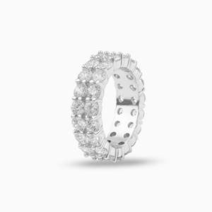 925 Sterling Silver Double Row Round Cut VVS Moissanite Eternity <b>Ring</b> Iced Out Wedding Band <b>for</b> <b>Men</b> Women - Product Image 1