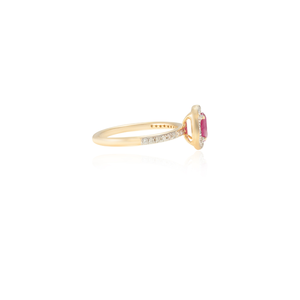 14K Solid Gold Oval Ruby & Halo <b>Diamond</b> Prong-Set Wedding <b>Ring</b> - Product Image 4