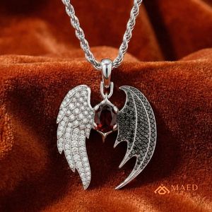 Iced Out <b>Angel</b> Devil Wing Moissanite Pendant Silver Hip Hop Necklace Custom Bling <b>Charm</b> Gothic Streetwear Jewelry - Product Image 5