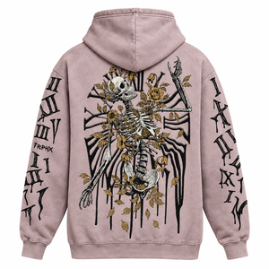 Sudadera con Capucha Estampada con Calavera y Rosas Estilo Gótico Punk, Unisex, Oversize, de Felpa Francesa de Algodón, con Bolsillo Frontal con Logo y Manga Regular - Product Image 2