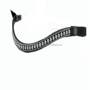 Banda para la frente de caballo de Doma con logotipo personalizado Riendas de cuero de flores de perlas de cristal de alta calidad Banda para la frente de brida inglesa ecuestre duradera - Product Image 2