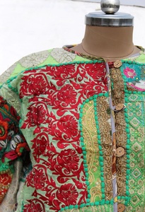 Khambadiya New Fashion Vintage Style Embroidered Cotton <b>Quilted</b> Banjara <b>Jacket</b> Floral <b>Pattern</b> Breathable Eco-Friendly Women - Product Image 5